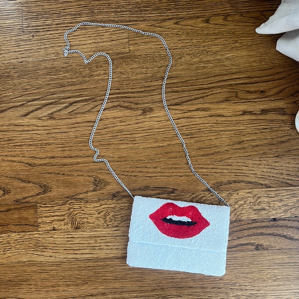Beaded Lips Crossbody Bag